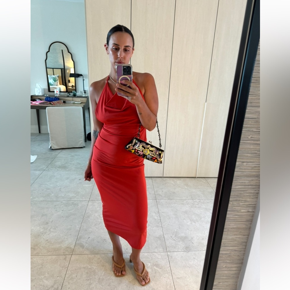 Mango Vibrant Red Midi Dress